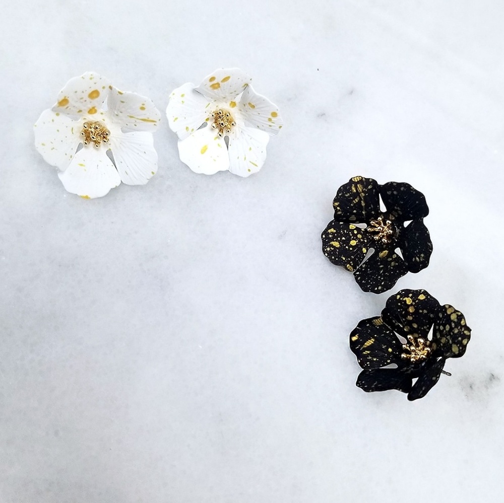 Black Flower Statement Studs